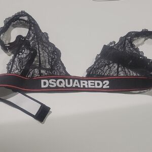 DSQUARED2 Black Lace Bralette with Red Trim